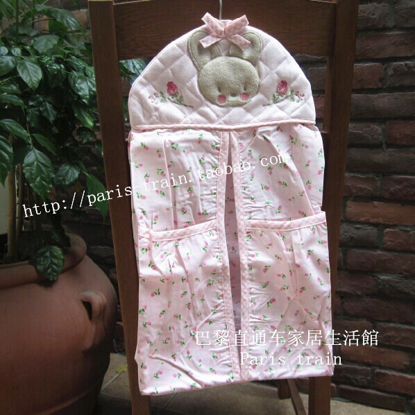 Paris Direct Export to the Usa Original Pink Rose Bunny Embroidered Baby Diaper Bag Storage Bag Bedside Hanging Organizer Paris Direct Export to the Usa Original Pink Rose Bunny Embroidered Baby Diaper Bag Storage Bag Bedside Hanging Organizer