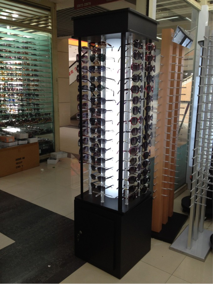 Beauty Yidda 14 high-end acrylic with lamp display table Rotation glasses exhibition shelf can move floor-type