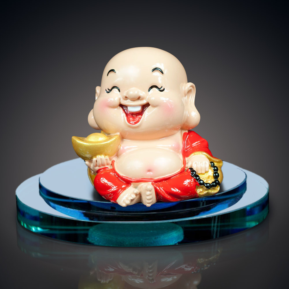 Q版弥勒佛汽车香水座 彩陶可爱笑佛 新款车载车用香水内饰品正品