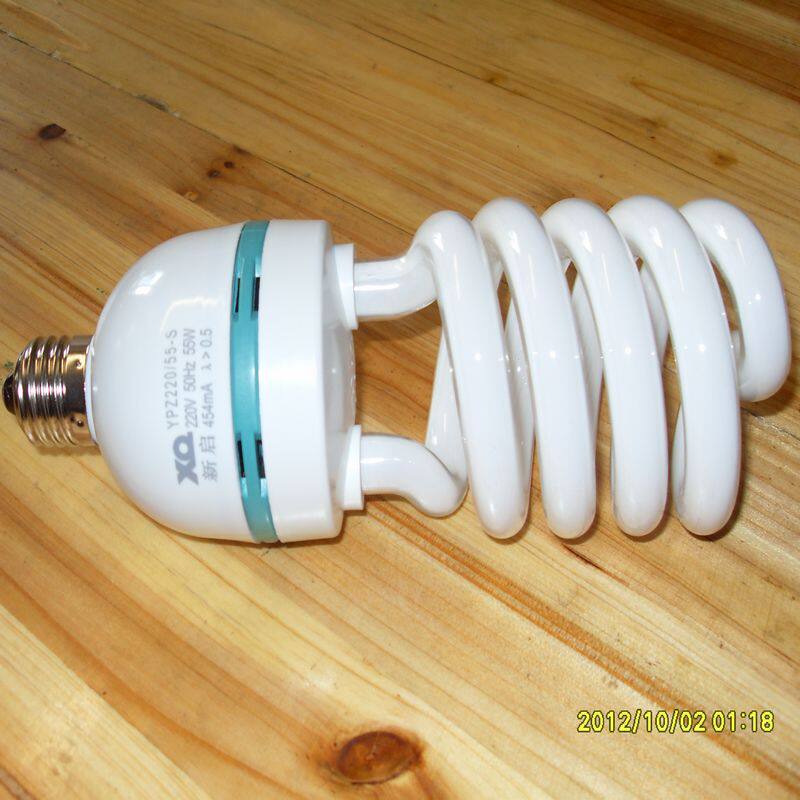 Shanghai Xinqi energy-saving lamp three-color fluorescent bulb 55W spiral screw energy-saving lamp photography lamp factory direct sales