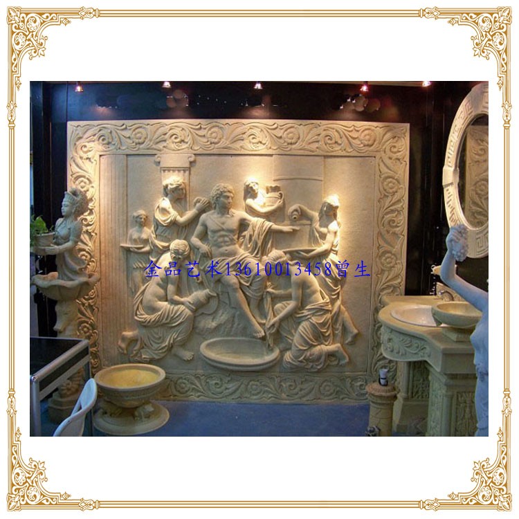 Sandstone Relief European Style Living Room Genguan Sofa TV Background Wall Decoration Mural Sandstone Art Wall Brick Relief Painting