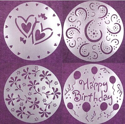 4PC environmentally friendly spray cake mold spray mold printing mold-4 pieces mousse cake powder sugar sieve