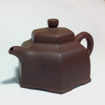 Yixing Zisha teapot collection craftsman Chen Teng Zi Dapin 280cc all-hand six-hand caseholder hexagonal Square