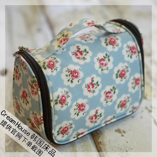 (CreamHouse) Korean bag, pastoral floral waterproof portable storage bag, cosmetic bag