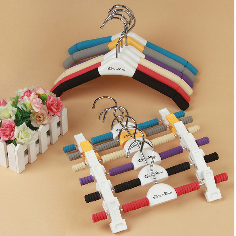 Color children's cotton rack anti-skid clothing frame sponge plastic rack cartoon children's clothing store pants clamp