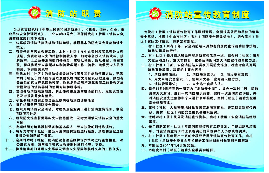 669海报印制展板素材704消防站职责宣传教育制度
