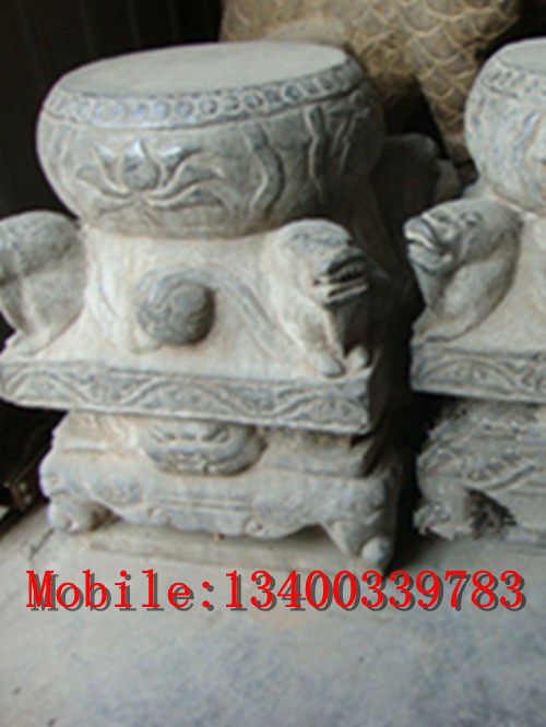 Stone carving pillar foundation Bluestone pillar foundation Stone carving pillar top stone Antique pillar top stone Stone carving decoration 002