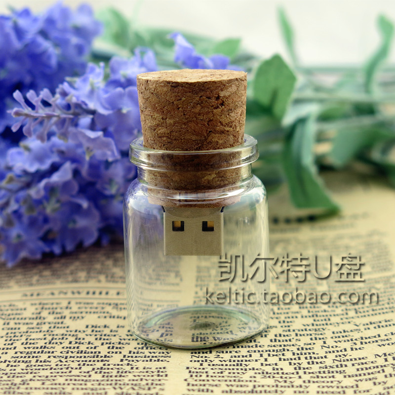 USB3 0 flash memory disc 8GB creative glass Xu may bottle drift bottle U disc 8G foot amount USB with the body's custom logo lettering