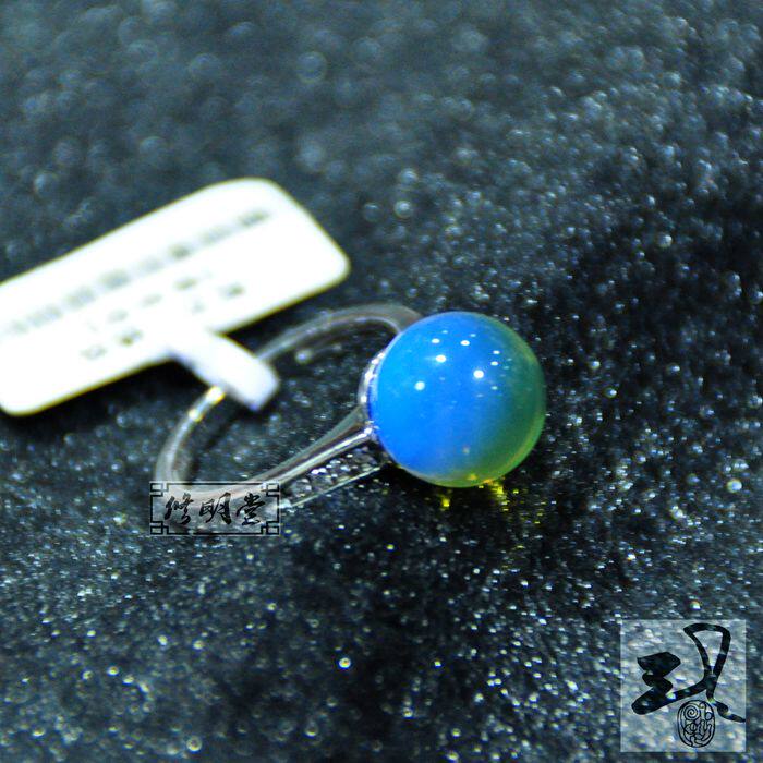 修明堂 天然墨西哥女士戒指 净水蓝蓝珀戒指 女士琥珀戒指 礼物