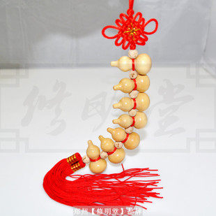 修明堂 正宗桃木七福葫芦吉祥串 化解家中煞气病气保平安健康