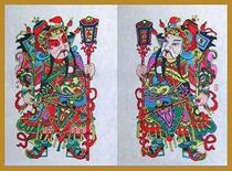 State-level intangible cultural heritage gift Wuqiang woodcut new year a lot of stamps hammer gods shen tu Yu barrier