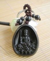 Wood carving pendants to ward off evil thunder strike jujube amulet Manjushi Bodhisattva is a rabbits life Buddha statue