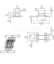 LCP material horizontal SMD patch skeleton efd15 straight foot pin pitch 2 5 row pitch 24(004)