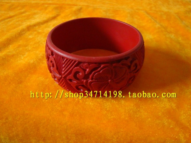 Beijing Carved Lacquer Bracelet Birthday Gift Wedding Gift Chinese Red Carved Transit Flower Hundred Years Good Match