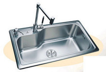EMECO XD-102 stainless steel 304 sink large single tank washing basin set brushed surface one-piece molding