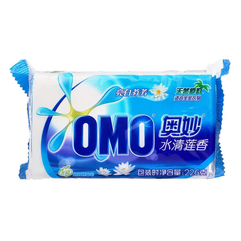 【天猫超市】OMO奥妙全能白水清莲香超效增白洗衣皂226g肥皂去污
