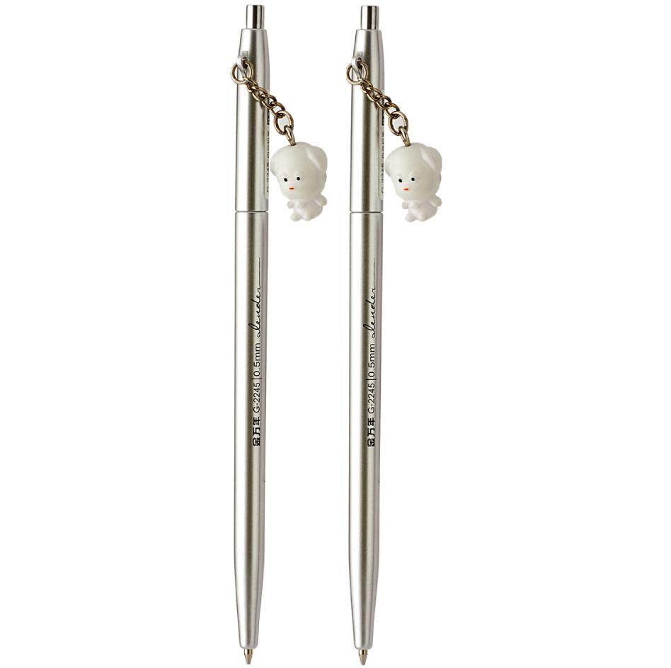 2pcs G-2245 Jinwannian Mechanical Pencil Student Pencil 0 5 Silver Cartoon Bear Pendant 0 7