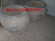 Stone - carved fish tank stone - tank flower basin Antique stone - tank stone - carved stone - stained piece 183