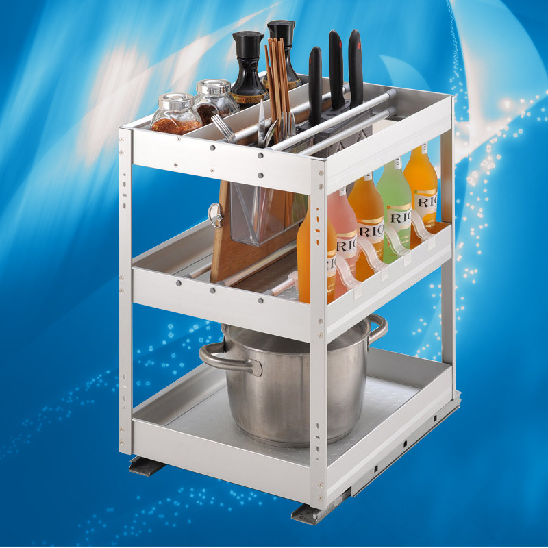 Space aluminum alloy basket seasoning basket multifunctional integral cabinet basket with damping 400 cabinet