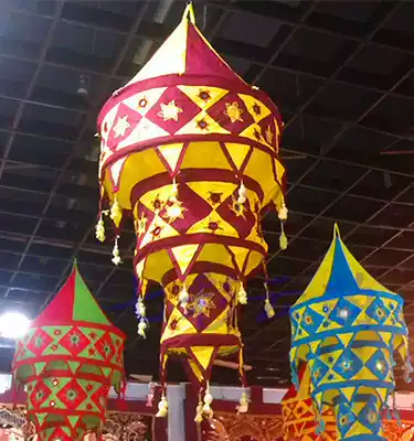 India Nepal Craft Gift Decoration Indian Lampard Living Room Lampshade Lens Lampshade Three-layer Lampshade Red