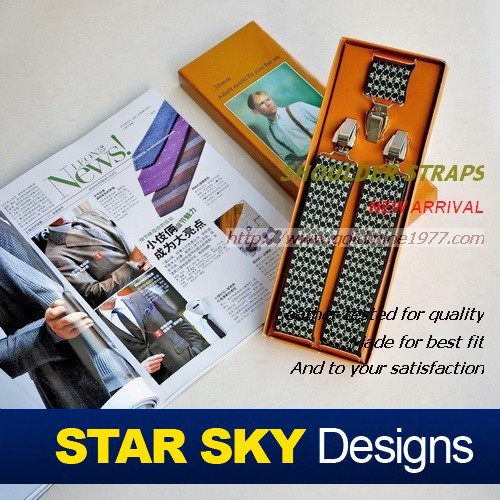 Xingzhao●Korean version of Esquire men's baby bag hanging pants with 3 clips 3 5cm black pattern BD1134