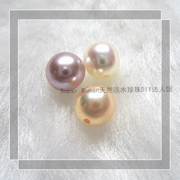 DIY6.5-7mm Natural Freshwater Pearl Round Naked Bead Granular Beads Basic flawless Can punch half holes full holes