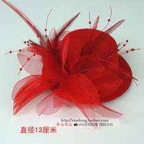 New Years Day stage performance Party bride top hat creative gift feather net gauze hat hairclip lace head