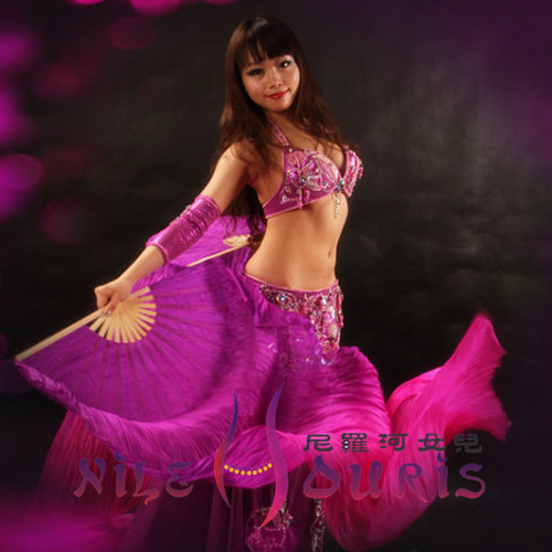 Neilos open bin price belly dance real silk fan long silk fan Purple Progressive red 1 5m 0 9m