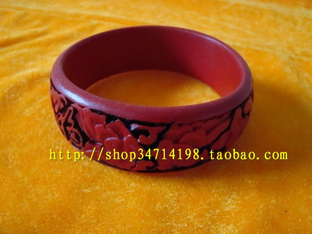 Beijing Carved Lacquer Bracelet Birthday Gift Wedding Gift Wealthy Peony