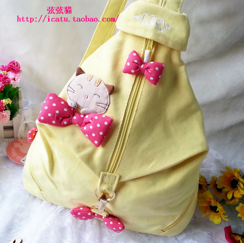  All-Cotton Vintage Cute Y2K Style Girl Student Backpack Crossbody Chest Bag Three-In-One Esq61897