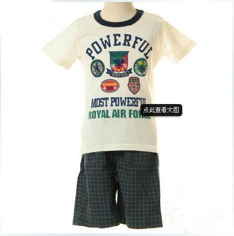 Foreign Trade Original export Japanese boy's cotton short - sleeved T - shirt suit white half - sleeve T - shirt