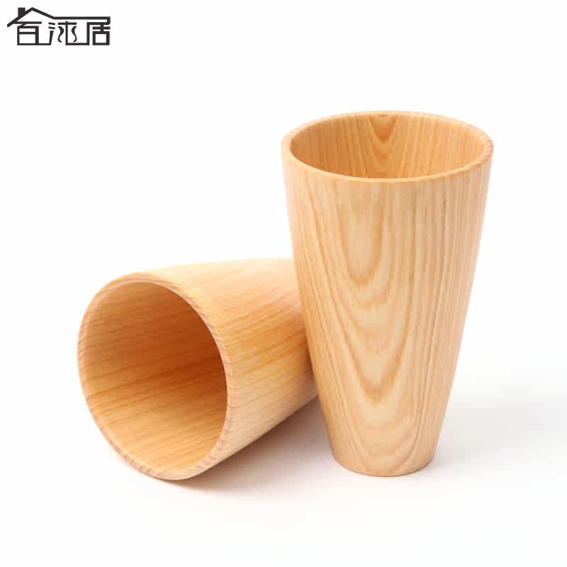 百沐居杉木手工杯 日式原木手工制作漱口杯木质水杯情侣刷牙杯子