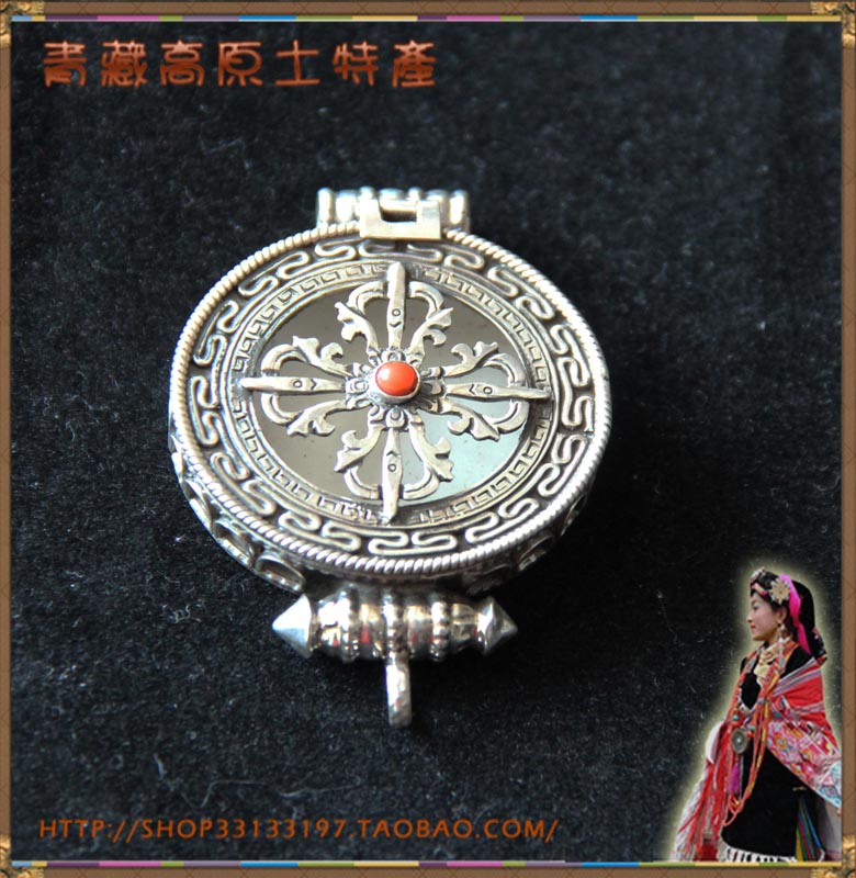 Nepal imported 925 sterling silver vajra hollow Gawu box amulet pendant can be opened to send lanyard