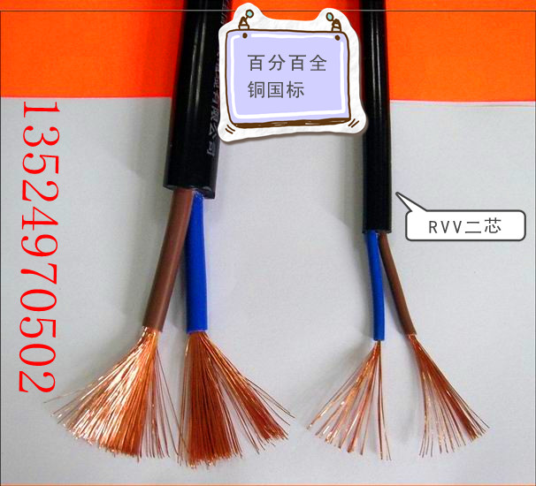 Nameplate Wire & Cable RVV Full Copper Jacket Soft Wire DiCore 2 * 6 Square Signal Monitor Power Cord