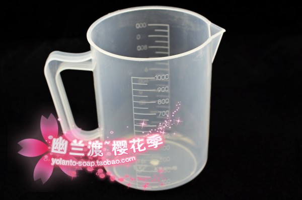 Youlandu~Cherry Blossom Season DIY Tools Handmade Soap Making Tools 1000ML Acid and Alkali Resistant Plastic Measuring Cup