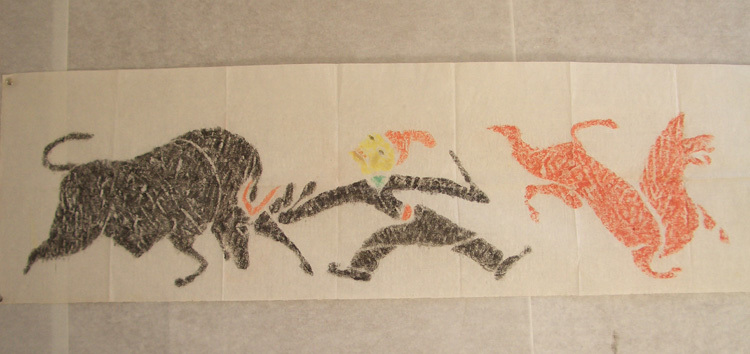 The Han paintings look like a stone tutor-the bullfighting-tiger