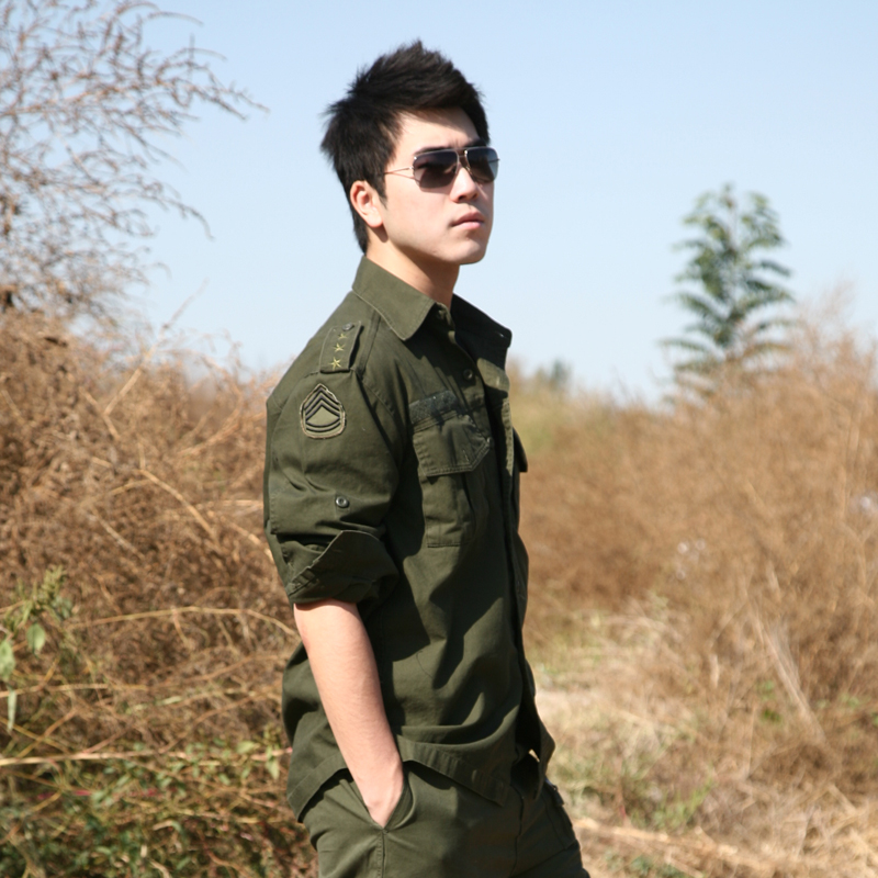 Outdoor clothing length and short dual use 101 airborne shirt men's casual shirt plus wear-resistant camouflage suit training