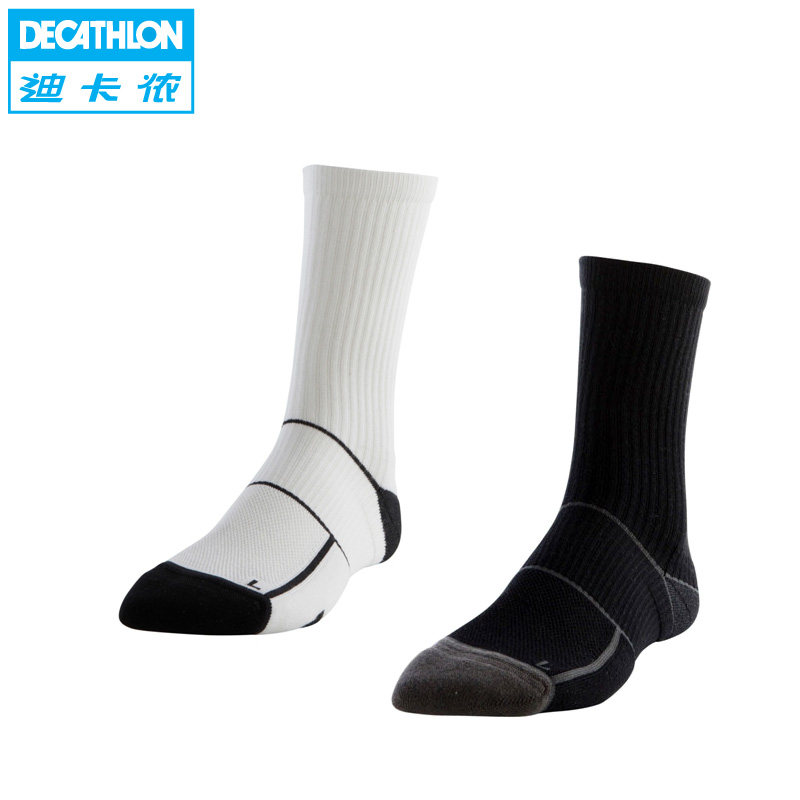 迪卡侬 篮球袜子男 青少年加厚毛巾底吸汗纯棉长筒运动长袜KIPSTA