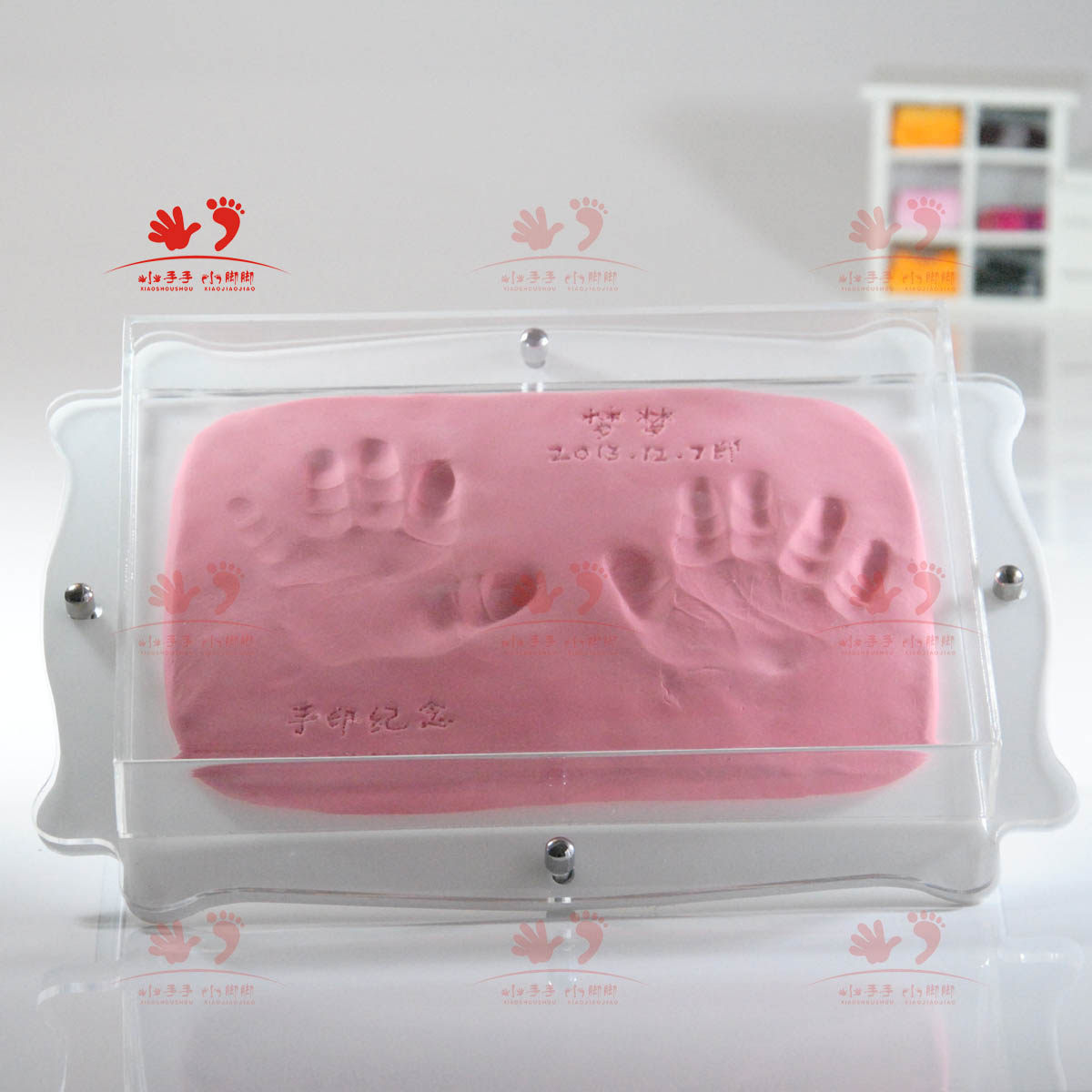 Hand and foot printing mud Hand and foot printing mud Acrylic high quality full transparent cover dust and ash only 70 yuan