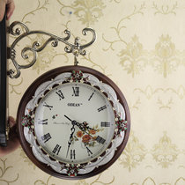 Dickdenton Dickdenton European antique craft gift Solid wood retro European living room double-sided wall clock