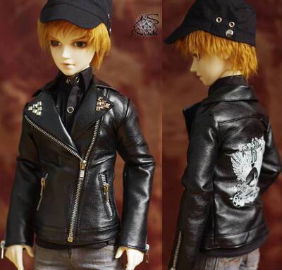 taobao agent BJD baby clothes 4 points and 3 points and uncle size PUNK rivet leather jacket (spot) two colors