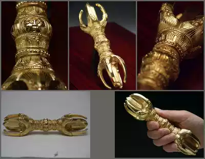 Tang Miku Zhenyangjong Qunzu Miyaku Five-strand pestle Gilded Japanese Vajra Ghost Face