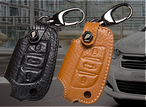 APD 大犀牛雪铁龙C4L 2013新款c5专用汽车遥控器真皮套钥匙包