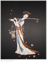 Hezhe fish skin painting Dream of Red Mansions Daiyu (buried flower Yin map)