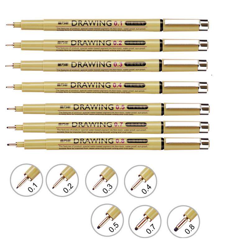 G-0950T Jinwannian Drawing Pen Needle Tube Pen Engineering Design Comic Drawing Pen Water-Based Refillable Ink - Taobao