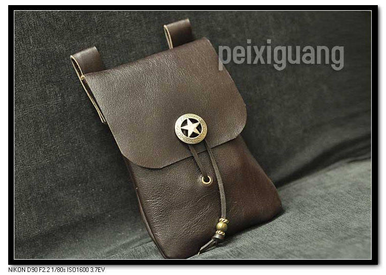 Halley locomotive waist bag of cow leather handmade leather trailer retro double 500 Chinese men and women general peixiguang