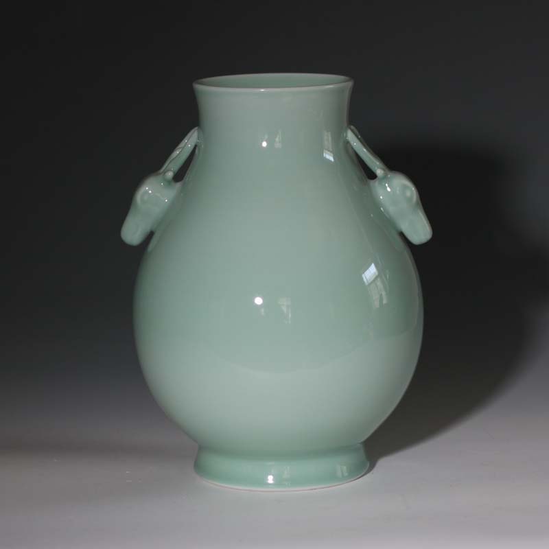 Superior celadon vase deer zun mesa vase vase elegant classical furnishings cylinder vase