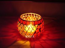 Mosaic glass candle holder aromatherapy candle holder small candle holder fragrance candle holder home decoration light transmission