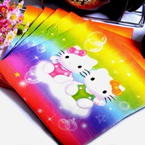 Manufacturer Mixed Batch Punch Crown Color Printed Paper Towel Cartoon Napkins Cute Paper Towels KITTY Cat Face Towels