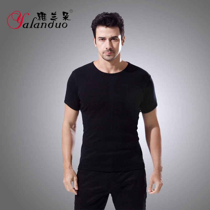 Alandor men's base thread cotton short sleeve ribbed T-shirt fashion base shirt cotton half sleeve